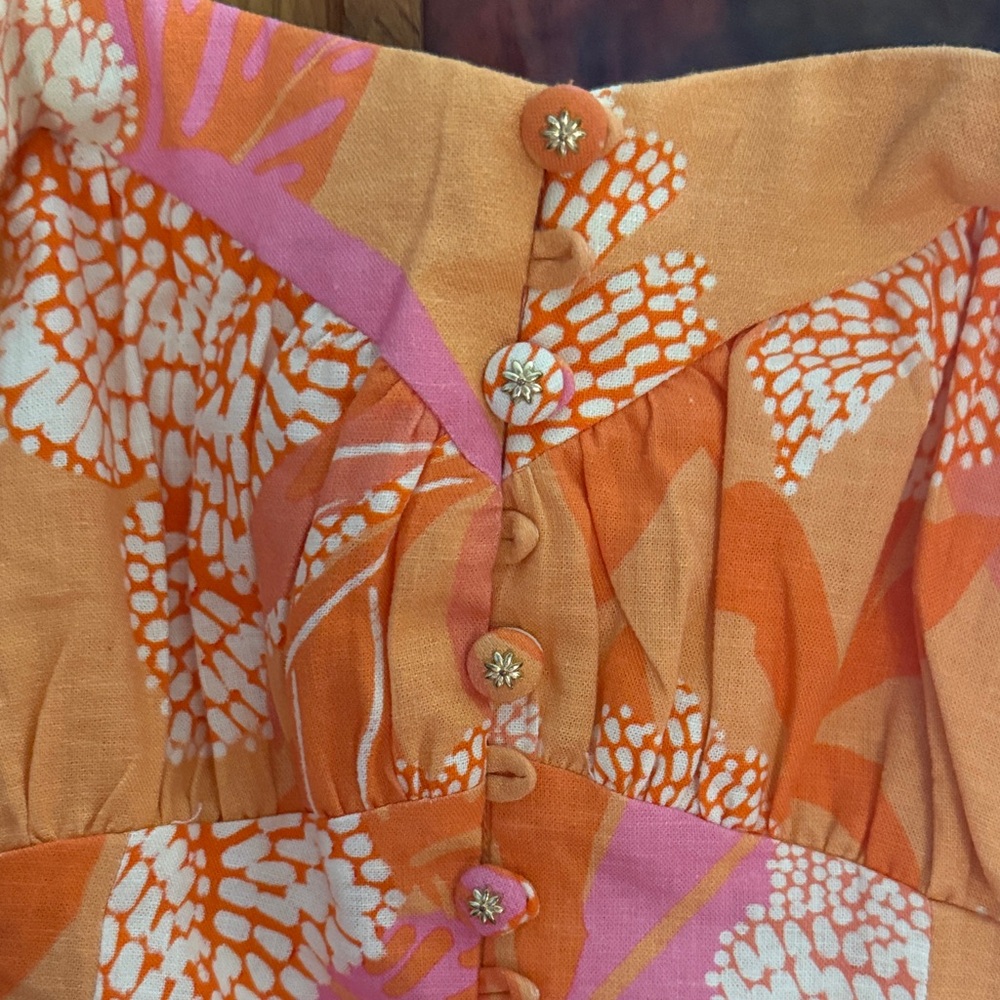 FARM Rio Strapless Maxi Dress in Terracotta, Cream & Pink Print - Picture 7 of 11